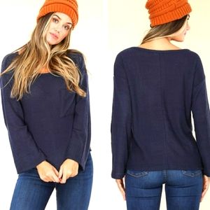 Tresics hi low waffle knit bell sleeved top Small